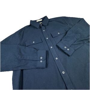 Vintage LL Bean Chamois Shirt Men XL Blue Workwear Flannel Long Sleeve Heavy